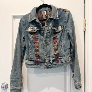 Free People Denim/Jean Jacket patchwork Size 4